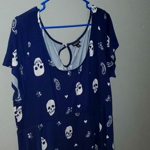 Torrid 3 plus size blue skull cotton stretchy dress